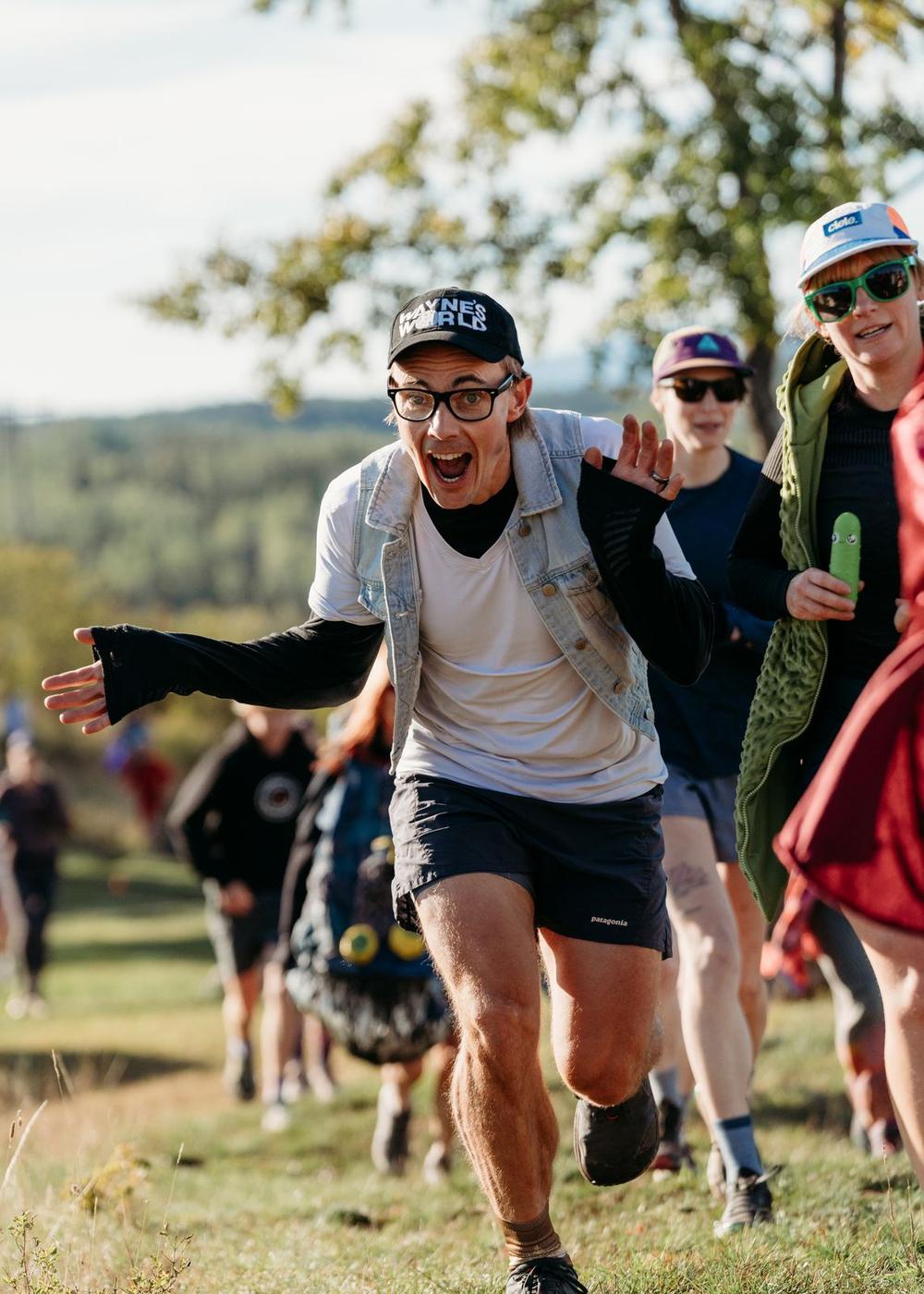 Runner celebrating on the course