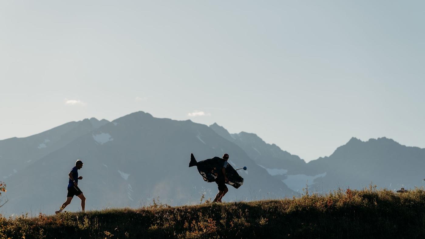 Runner silhouettes at golden hour